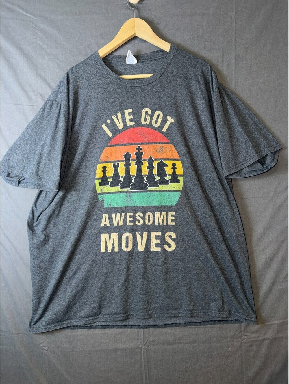 Ive Got Awesome Moves Chess Shirt 3XL Retro Sunset Graphic Tee Gray